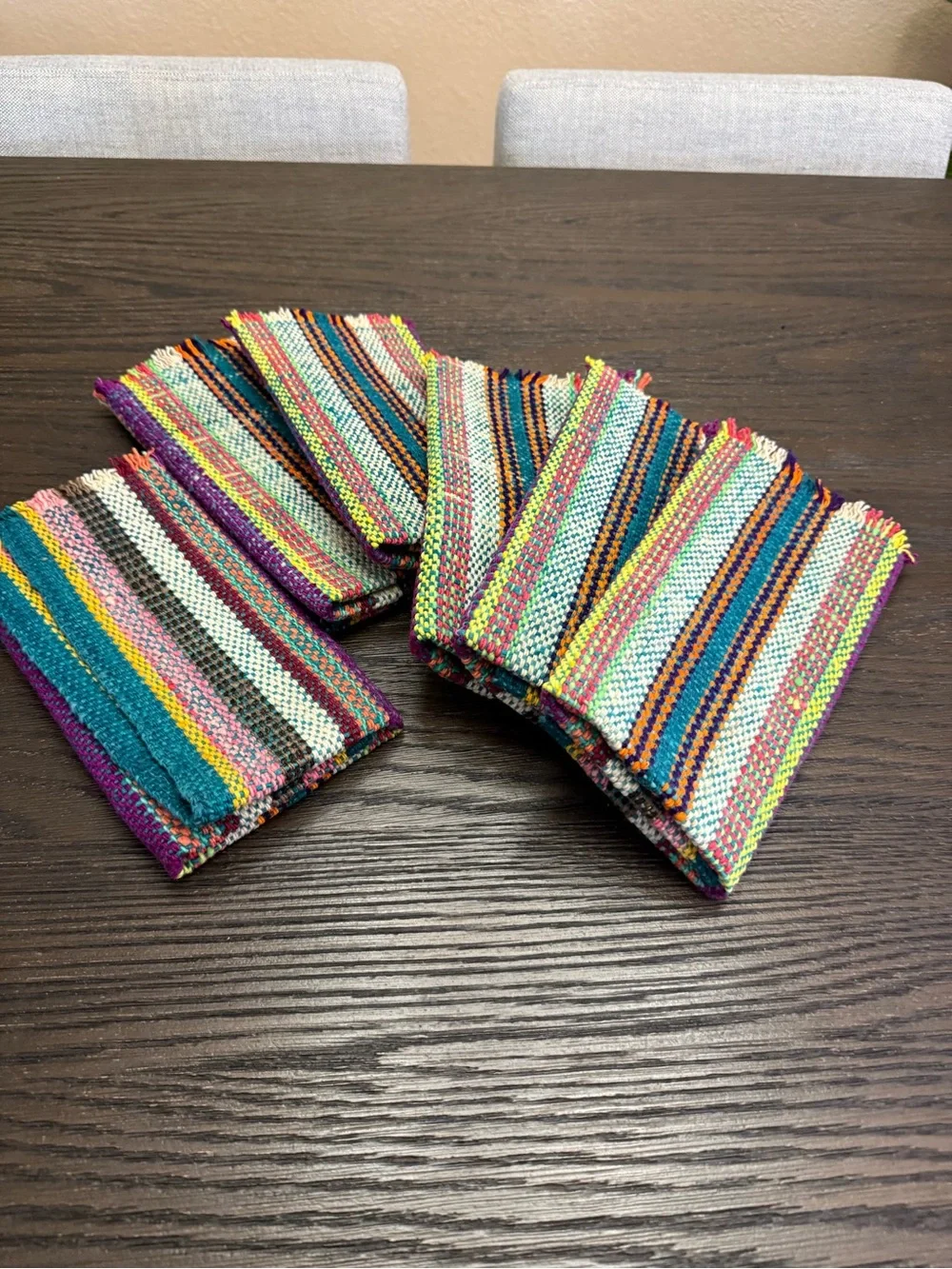 Illari Handmade Peruvian 100% Sheep Wool Placemats Set of 6 Woven Artisan